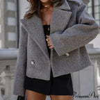 Button Patchwork Basic Style Coat