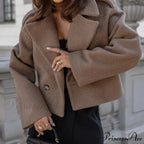 Button Patchwork Basic Style Coat