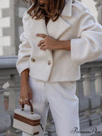 Button Patchwork Basic Style Coat