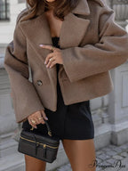 Button Patchwork Basic Style Coat