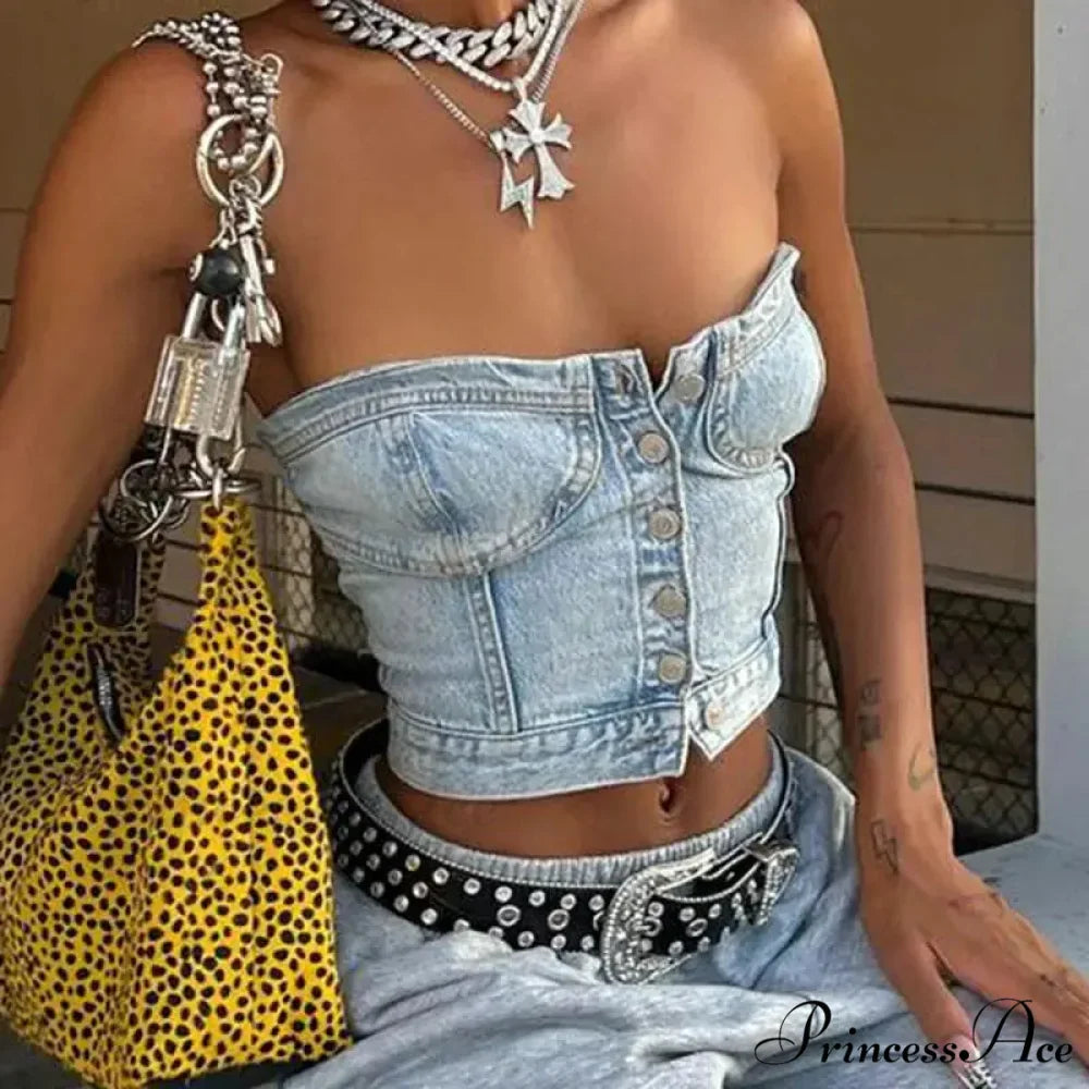 Button-Up Gathered Crop Top