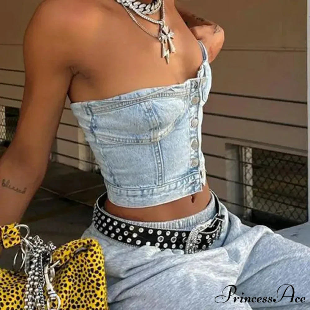 Button-Up Gathered Crop Top