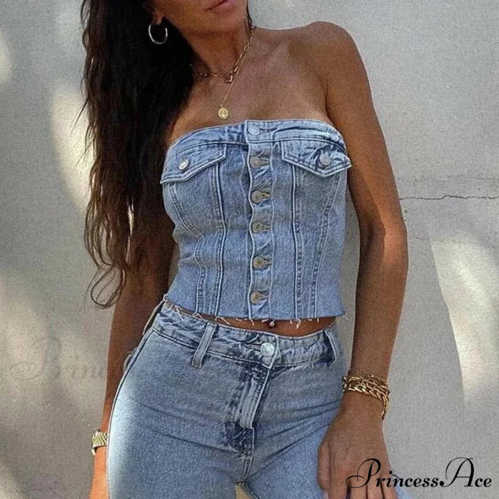 Button-Up Gathered Crop Top