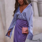 Button Up Glossy Long Sleeve Ivory Blouse