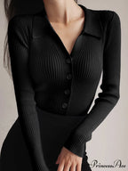 Button Up Graceful Collared Cardigan