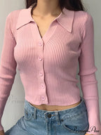 Button Up Graceful Collared Cardigan