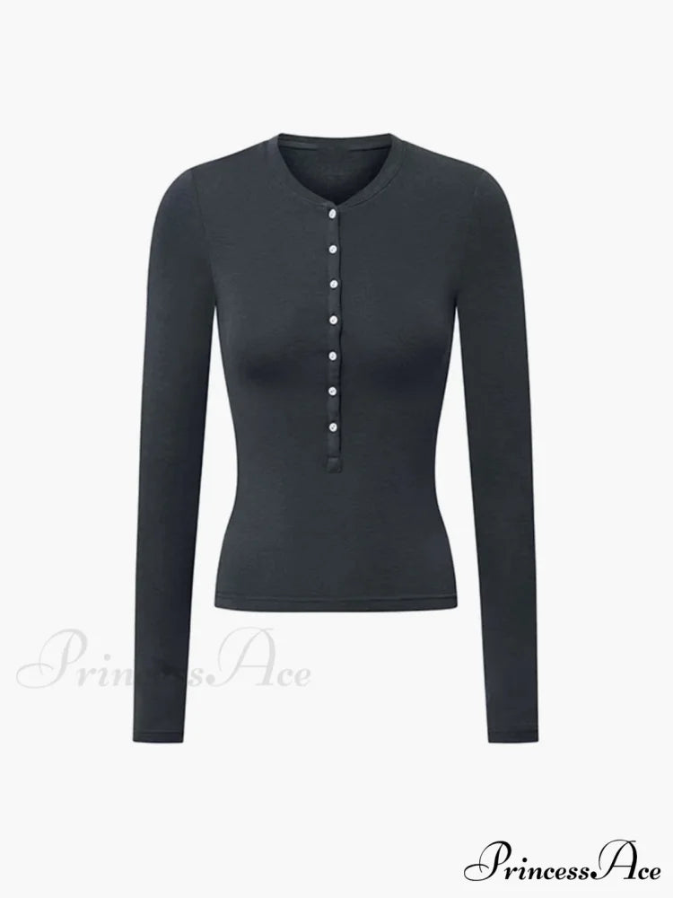Button Up Graceful Long Sleeve Top