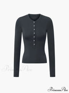 Button Up Graceful Long Sleeve Top