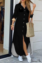 Button Up Pocket Shirt Dress - Long Sleeve