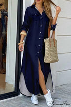 Button Up Pocket Shirt Dress - Long Sleeve