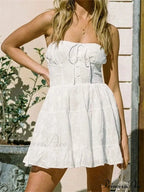 Buttoned Sleeveless Flared Mini Dress