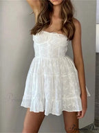 Buttoned Sleeveless Flared Mini Dress