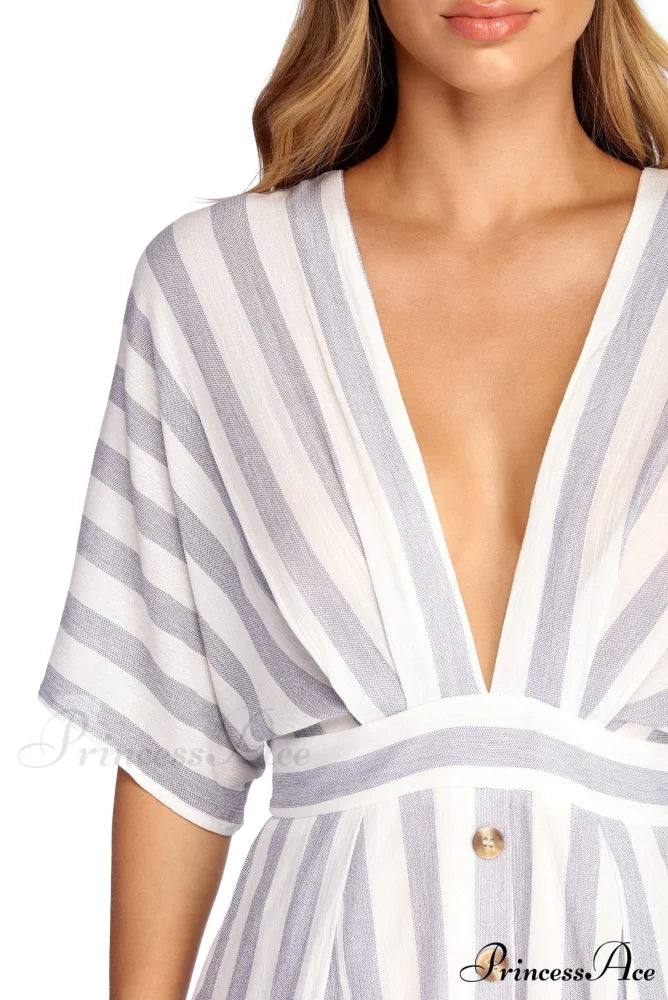 Buttoned Up Stylish In Stripes Dress