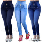 Buttons Female High Waist Jeans