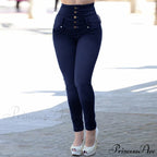 Buttons Female High Waist Jeans