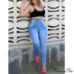 Buttons Female High Waist Jeans