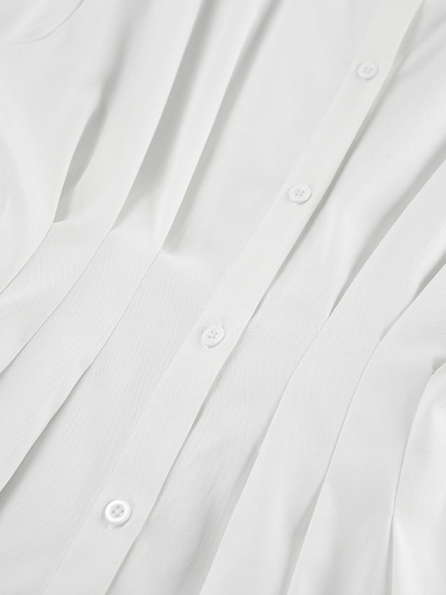 French Chic Long Sleeve Waist-Tied Blouse