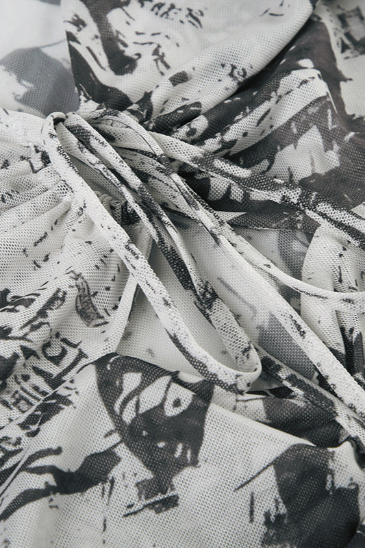 Ruched Ring Tie V-Neck T-Shirt