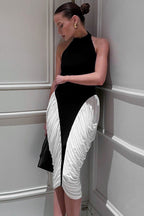 Elegant Off-Shoulder Backless Pleated Color Maxi Dress