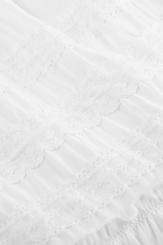 Drawstring Waist White Maxi Skirt