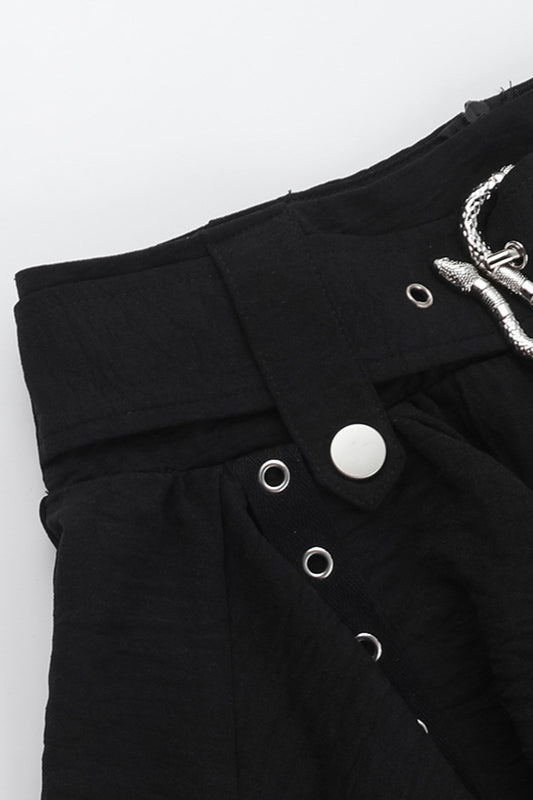 Gothic Asymmetrical Metal Trim Skirt