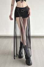 Low Rise Mesh Buckle Skirt
