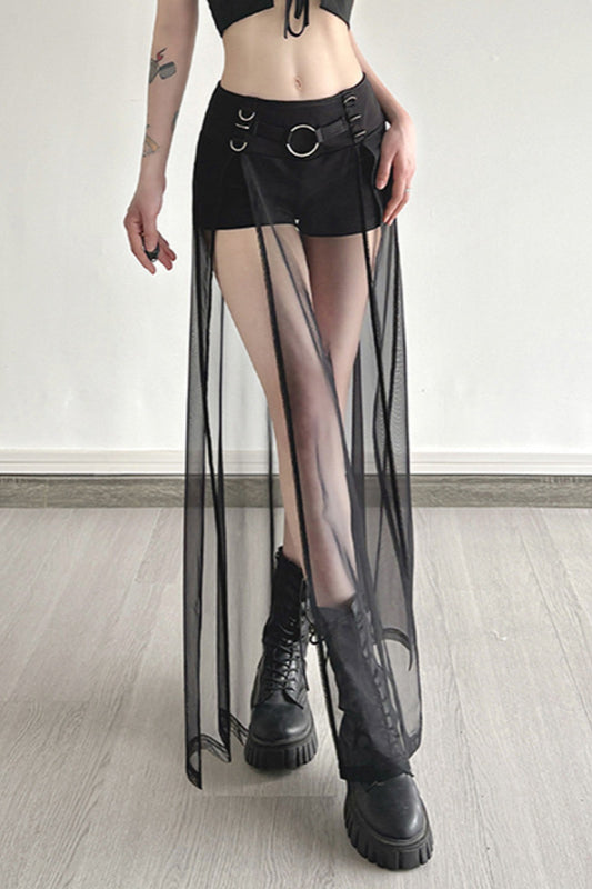 Low Rise Mesh Buckle Skirt
