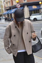Vintage Brown V-Neck Wool Coat