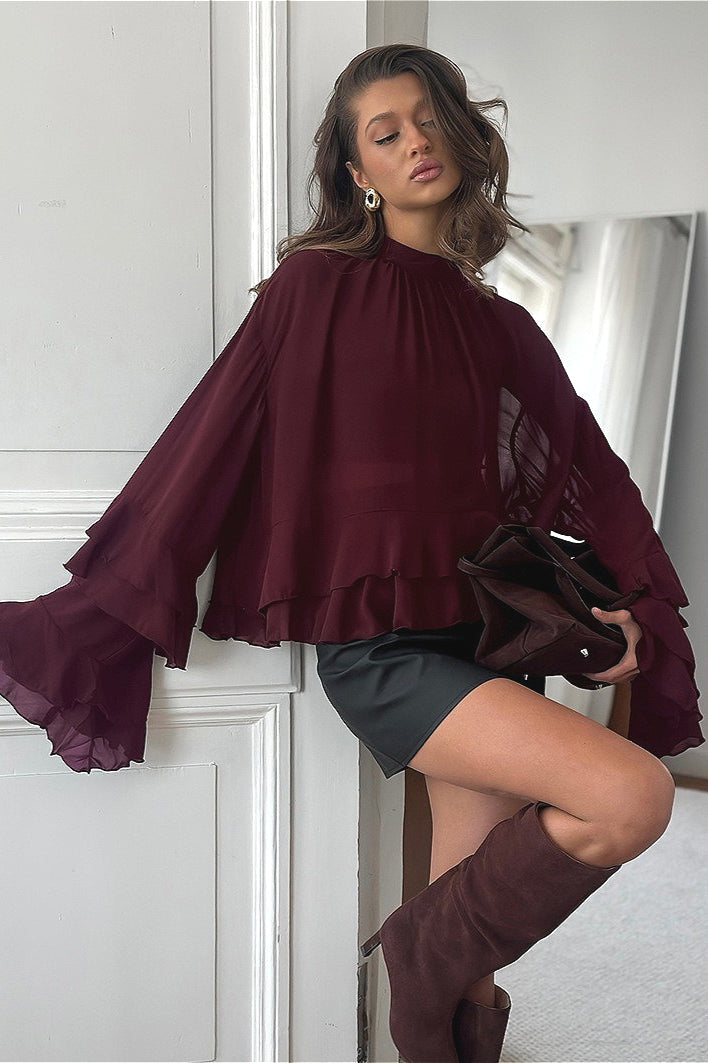 Vintage Ruffled Chiffon Blouse