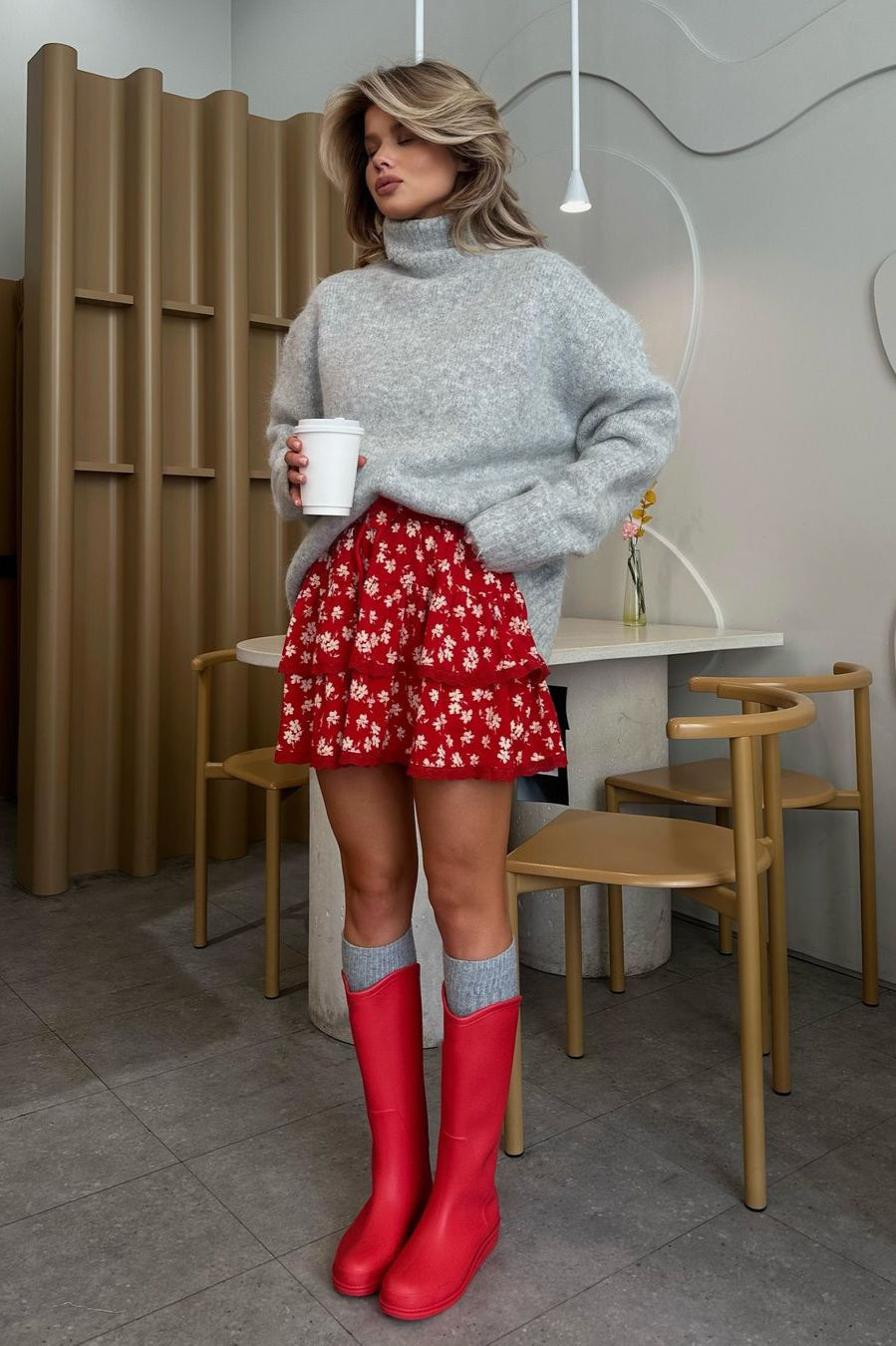 Floral Lace Trim Bodycon Skirt