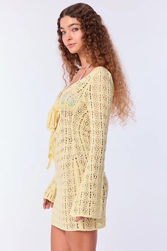 Sun Protection Hollow Tie Boho Dress