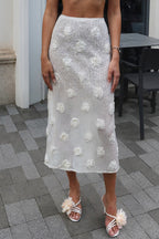 Appliqué Flower Bodycon Maxi Skirt