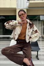 Simple Zippered Fleece Short Coat