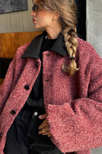 Vintage Color Block Lapel Jacket Coat