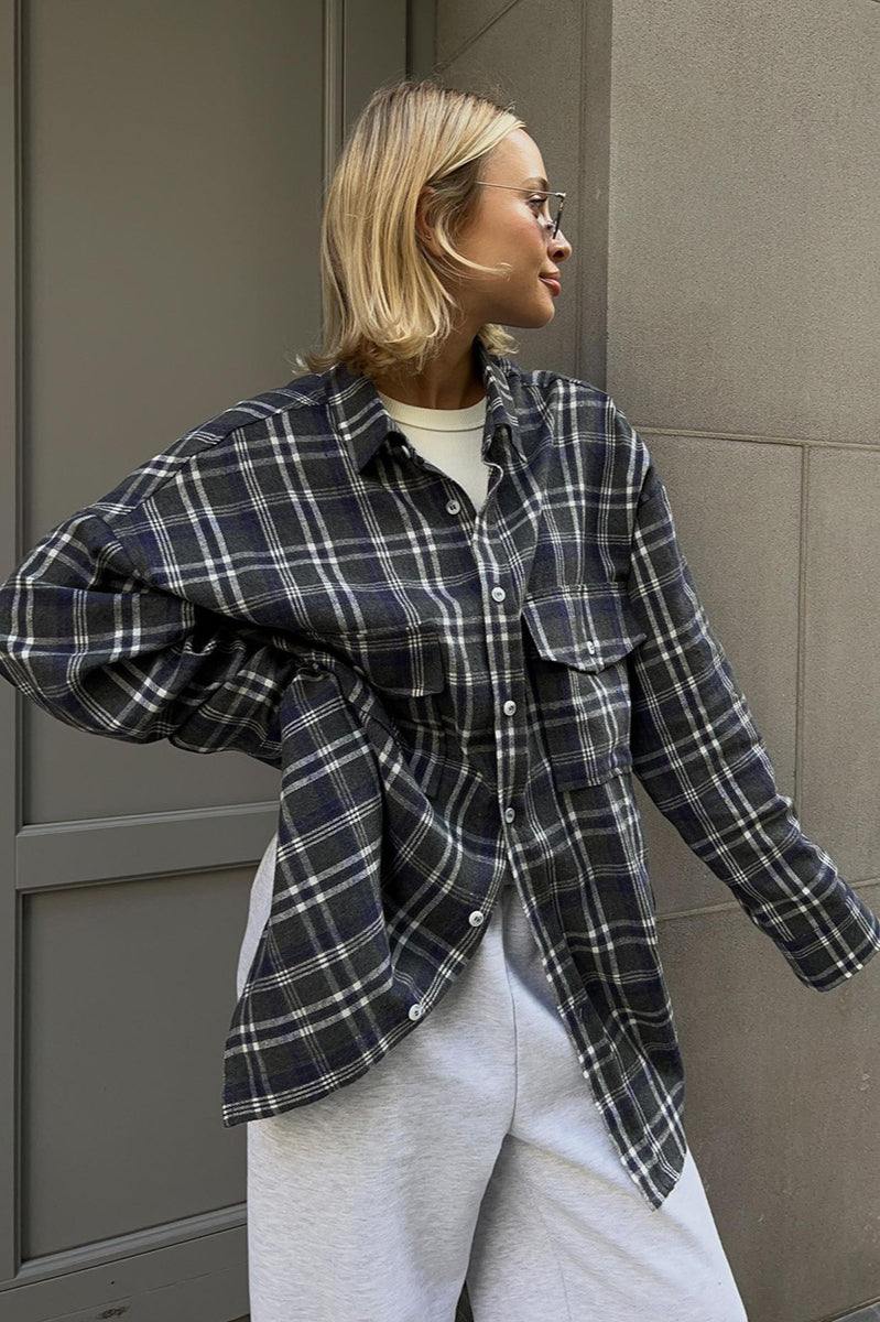 Plaid Striped Mid-Length Blouse
