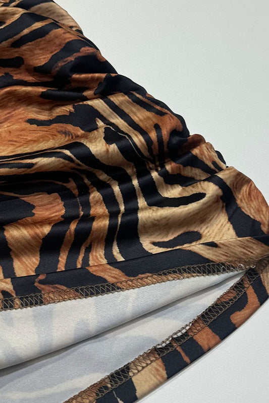 V-Neck Floral Print Sexy Bodycon Mini Dress