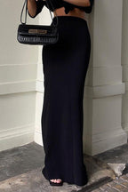 Slim Fit Black Long Pencil Skirt