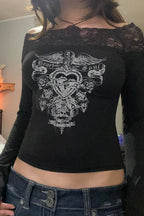 Lace Trim Off Shoulder T-shirt