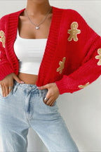 Cookie Character Cropped Knit Cardigan