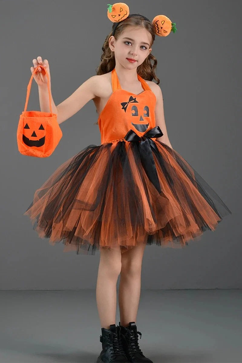 Pumpkin Witch Dress Kid Halloween