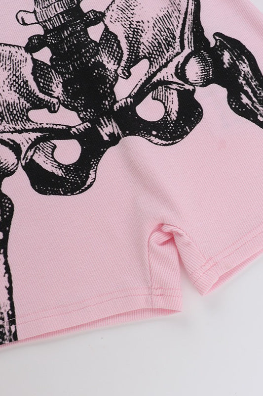 Halloween Skull Print Bodysuit T-Shirt