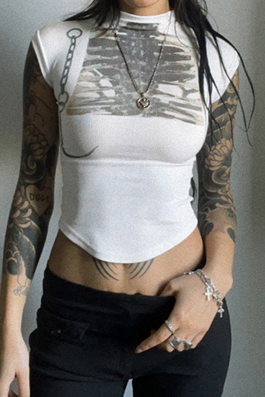 Skeleton Print Slim Fit T-shirt