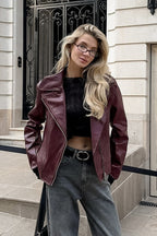 Vintage Red PU Leather Jacket