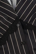 Vintage Striped Lace Contrast Blouse