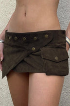 Vintage Low Waist Studded Mini Skirt