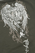 Off Shoulder Wing Print T-shirt