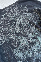 Skull Print Crewneck Long Sleeve T-shirt