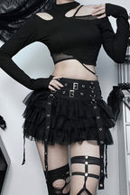 Gothic Tiered Hem Bodycon Skirt
