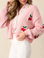 Embroidered Long Sleeve Knit Cardigan