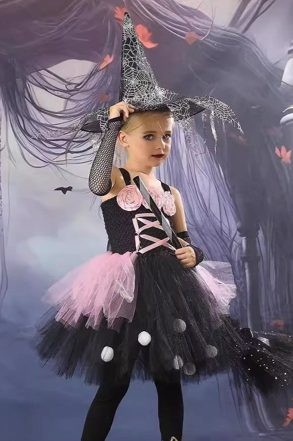 Floral Witch Tutu Kid Halloween Costume